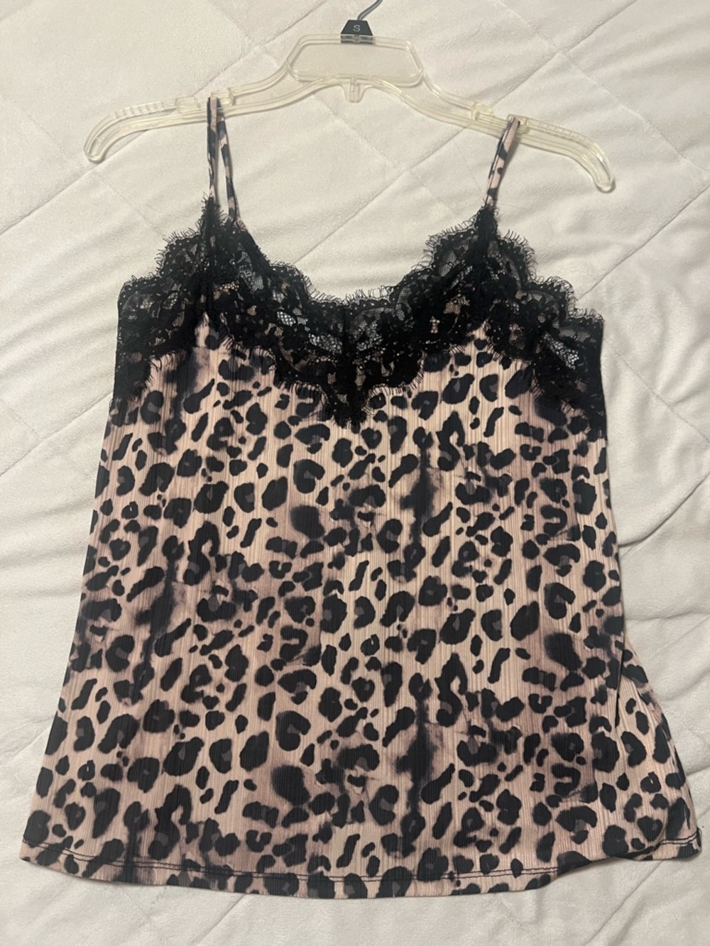 Dex Leopard Print Cami with Black Lace Trim
